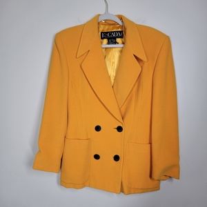 Vintage Escada wool double breasted blazer yellow gold size EU 34